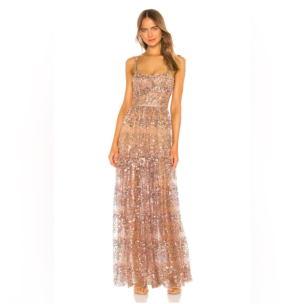 STUNNING Bronx and Banco Runway Midnight Gown in Gold